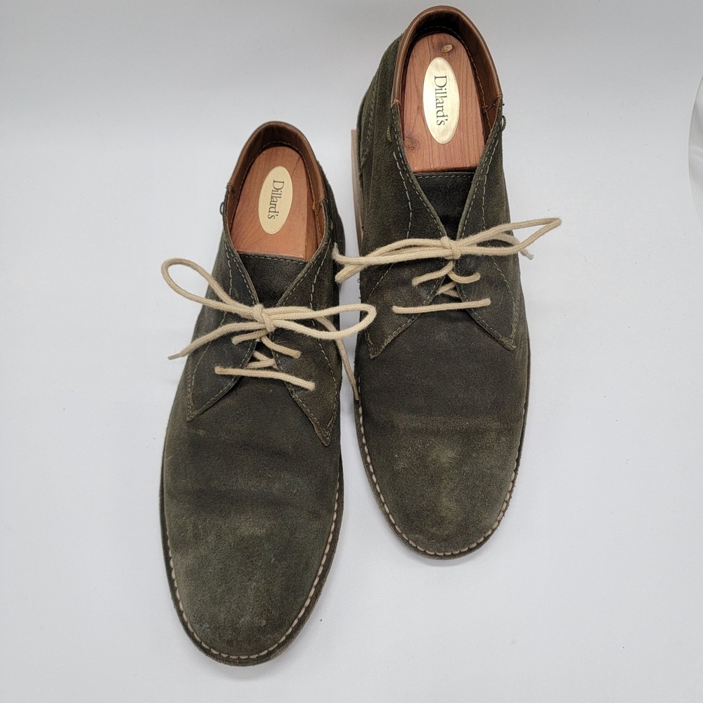 Zara Man Olive Green Suede Lace-Up Chukka Desert Boots Mens Sz 41 EU, US Sz 8